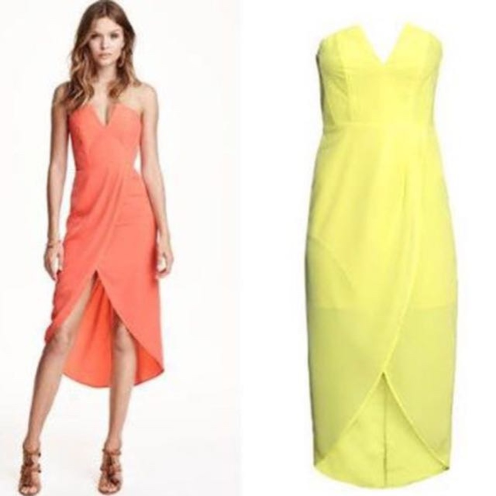 2/$30🍑 H&M Strapless Vline Yellow Tulip Dress - Picture 3 of 8